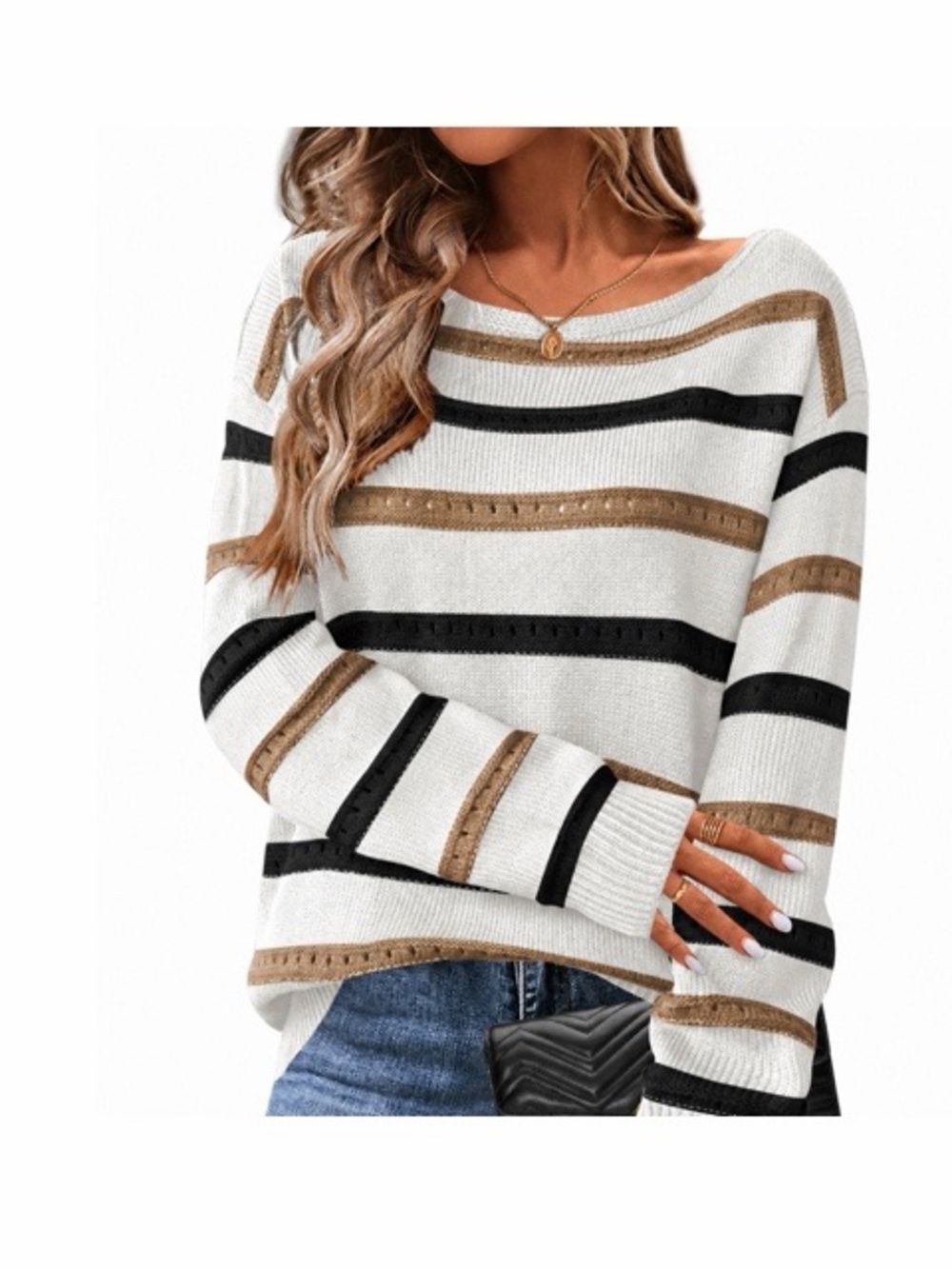 Zeagoo Striped Knit Long Sleeve Top NWT